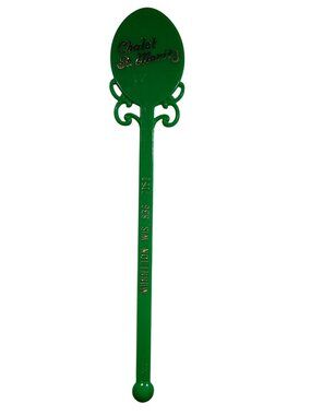 Chalet St Moritz Middleton WI Swizzle Stick Green Plastic Stir Stick Souvenir